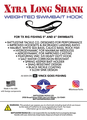 Xtra Long Shank (XLS) Weighted Swimbait Hook 5/0